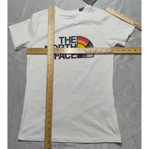 NORTH FACE PRIDE Women XS Slim Fit White Short Sleeve T-shirt NEW - Picture 7 of 11